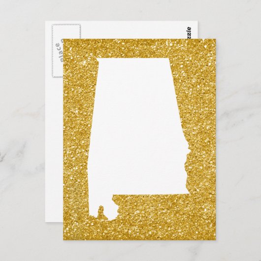 Gold Glitter en White Alabama Briefkaart (Voorkant / Achterkant)