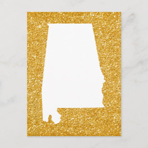 Gold Glitter en White Alabama Briefkaart