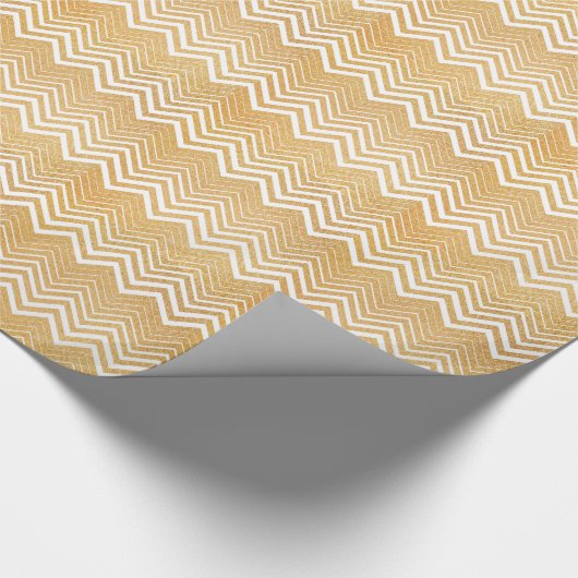 Gold Glitter en White Chevron Wrapping Paper Cadeaupapier (Hoek)