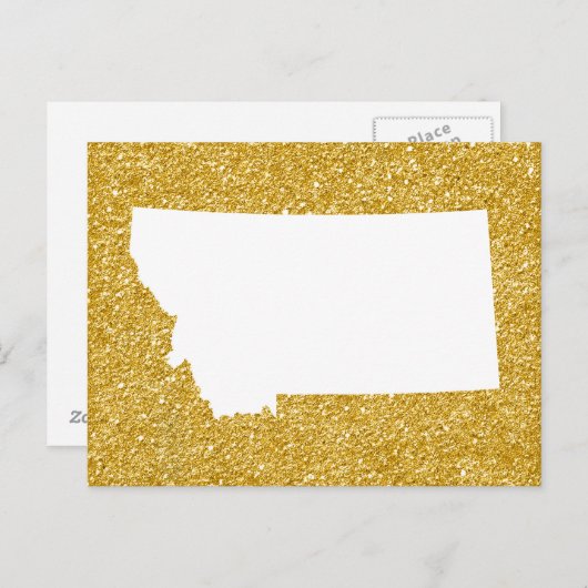Gold Glitter en White Montana Briefkaart (Voorkant / Achterkant)