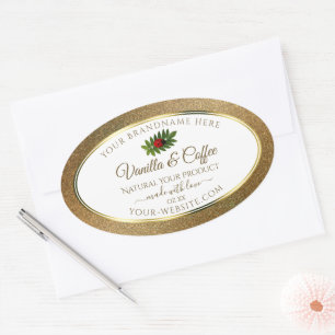 Gold Glitter en White Product Labels bevestigen de