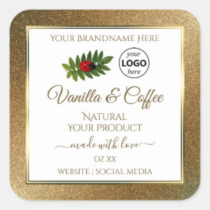 Gold Glitter en White Product Labels Ladybug Logo