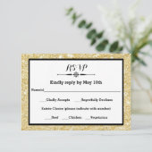 Gold Glitter en zwart Lijst - RSVP-reactiekaart RSVP Kaartje (Staand voorkant)