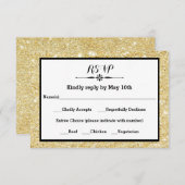 Gold Glitter en zwart Lijst - RSVP-reactiekaart RSVP Kaartje (Voorkant / Achterkant)