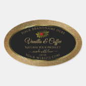 Gold Glitter- en zwarte-productetiketten kleteren  Ovale Sticker (Voorkant)