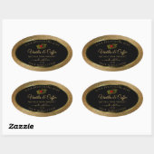 Gold Glitter- en zwarte-productetiketten kleteren  Ovale Sticker (Vel)