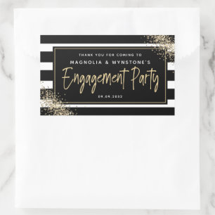 Gold Glitter Engagement Party - Hartelijk dank Rechthoekige Sticker