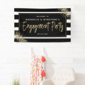 Gold Glitter Engagement Party Welkom Spandoek (Insitu)