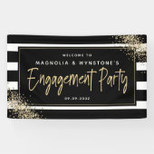 Gold Glitter Engagement Party Welkom Spandoek (Horizontaal)