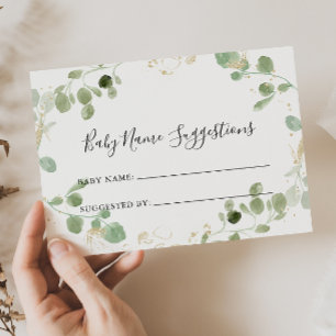Gold Glitter Eucalyptus Baby Name Suggestions Kaar Visitekaartje