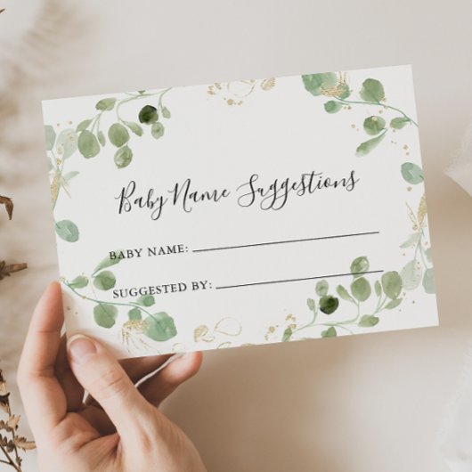 Gold Glitter Eucalyptus Baby Name Suggestions Kaar Visitekaartje