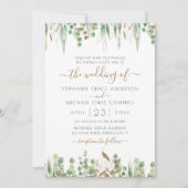 Gold Glitter Eucalyptus Greenery Wedding Kaart (Voorkant)