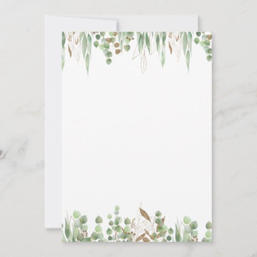 Gold Glitter Eucalyptus Greenery Wedding Kaart (Achterkant)