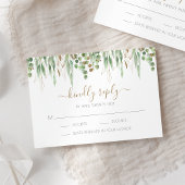 Gold Glitter Eucalyptus Greenery Wedding RSVP Kaartje