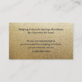 Gold Glitter Event Bartender Visitekaartje (Achterkant)