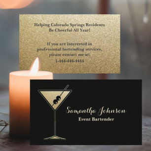 Gold Glitter Event Bartender Visitekaartje