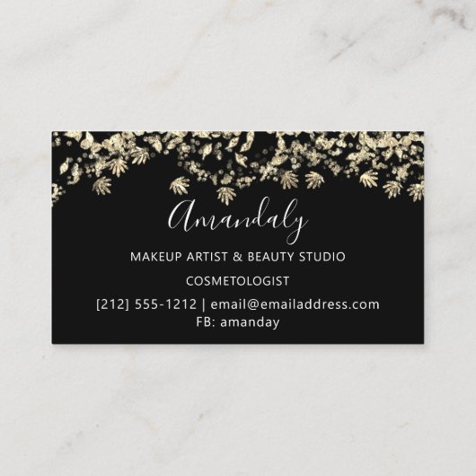 Gold Glitter Event Planner Beauty Shop Confetti Visitekaartje (Achterkant)