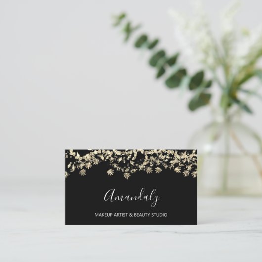 Gold Glitter Event Planner Beauty Shop Confetti Visitekaartje (Staand voorkant)