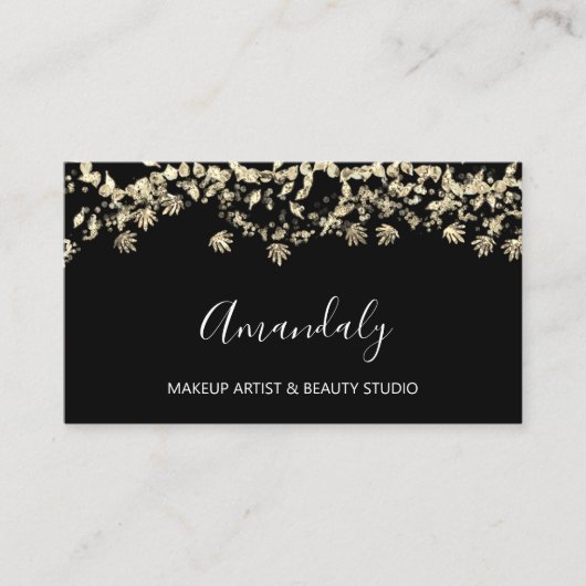 Gold Glitter Event Planner Beauty Shop Confetti Visitekaartje (Voorkant)