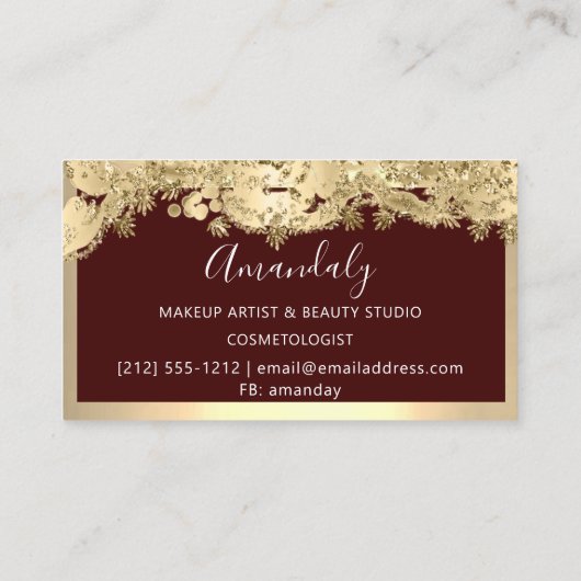 Gold Glitter Event Planner Mode Black Burgundy Visitekaartje (Achterkant)