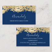 Gold Glitter Event Planner Stylist Blue Navy Visitekaartje (Voorkant / Achterkant)