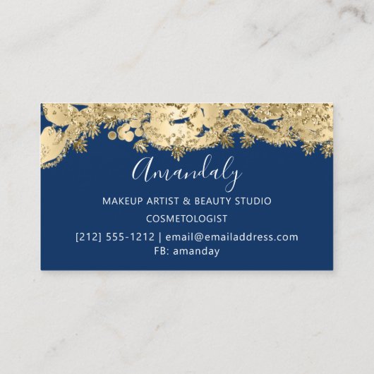 Gold Glitter Event Planner Stylist Blue Navy Visitekaartje (Achterkant)