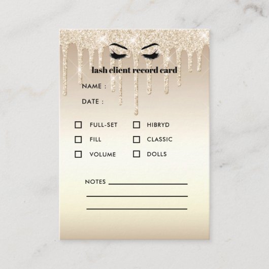 Gold Glitter Eyelash Client Consulting Visitekaartje (Voorkant)