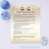 Gold Glitter EYELASH EXTENSION CONSENT FORM Flyer (Enkel)