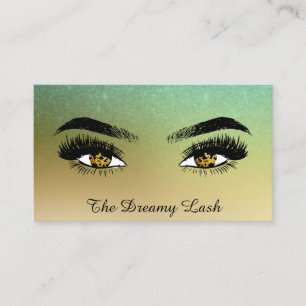 *~* Gold Glitter Eyes Lashes QR Brows Extensions Visitekaartje