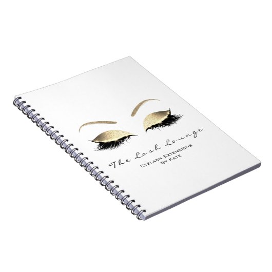 Gold Glitter Eyes Makeup Beauty White Name Notitieboek (Rechterzijde)