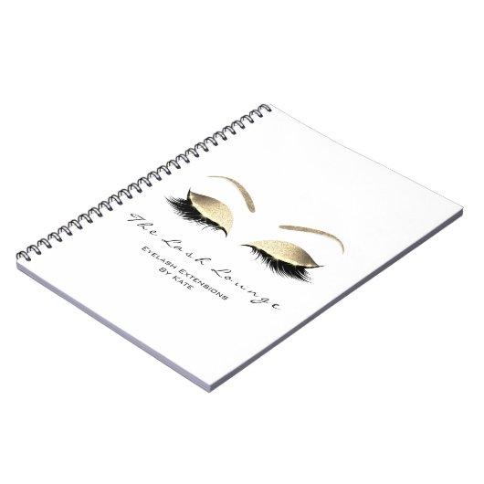 Gold Glitter Eyes Makeup Beauty White Name Notitieboek (Linkerzijde)