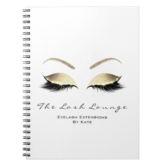 Gold Glitter Eyes Makeup Beauty White Name Notitieboek (Voorkant)