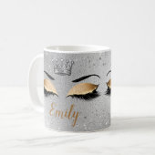 Gold Glitter Eyes Monogram Koffiemok (Voorkant links)