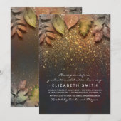 Gold Glitter  Fall Leaves Afstuderen Kaart (Voorkant / Achterkant)