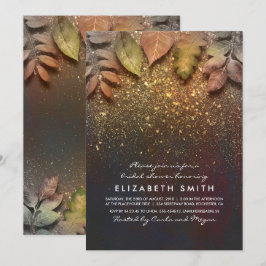 Gold Glitter  Fall Leaves Vrijgezellenfeest Kaart