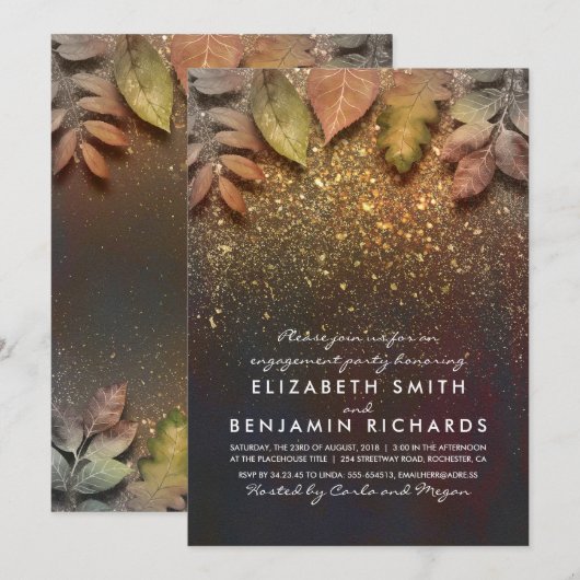 Gold Glitter  Fall verlaat verlovingsfeest Kaart (Voorkant / Achterkant)