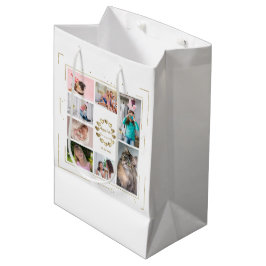 Gold Glitter Family Photo Collage Happy Pasen Medium Cadeauzakje