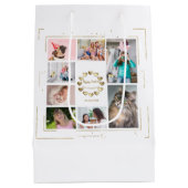 Gold Glitter Family Photo Collage Happy Pasen Medium Cadeauzakje (Achterkant)