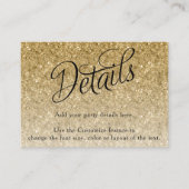 Gold Glitter Fancy Script Detail Informatiekaartje (Voorkant)