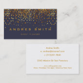 Gold Glitter Faux Folie Confetti Black Visitekaartje (Voorkant / Achterkant)