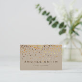 Gold Glitter Faux Folie Confetti Black Visitekaartje (Staand voorkant)