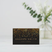 Gold Glitter Faux Folie Confetti Black Visitekaartje (Staand voorkant)