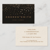 Gold Glitter Faux Folie Confetti Black Visitekaartje (Voorkant / Achterkant)