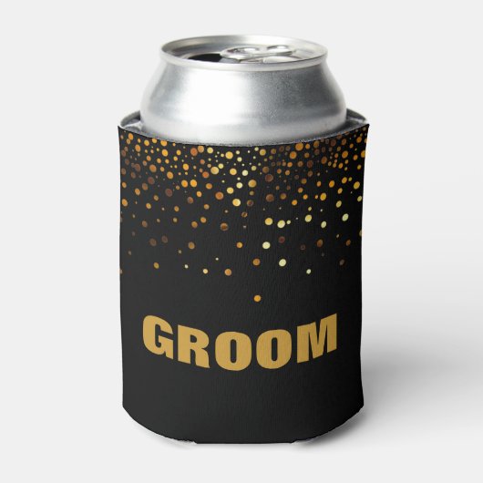 Gold Glitter Faux Folie Confetti Groom Blikjeskoeler (Blikje Voorkant)