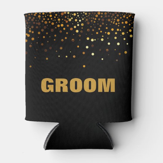 Gold Glitter Faux Folie Confetti Groom Blikjeskoeler (Voorkant)