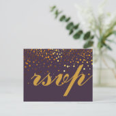 Gold Glitter Faux Folie Glamor Wedding RSVP Briefkaart (Staand voorkant)