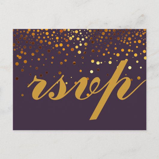 Gold Glitter Faux Folie Glamor Wedding RSVP Briefkaart (Voorkant)