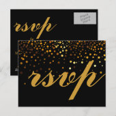 Gold Glitter Faux Folie Glamor Wedding RSVP Uitnodiging Briefkaart (Voorkant / Achterkant)