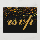 Gold Glitter Faux Folie Glamor Wedding RSVP Uitnodiging Briefkaart (Voorkant)