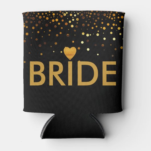 Gold Glitter Faux Folie Heart Bride Blikjeskoeler (Voorkant)